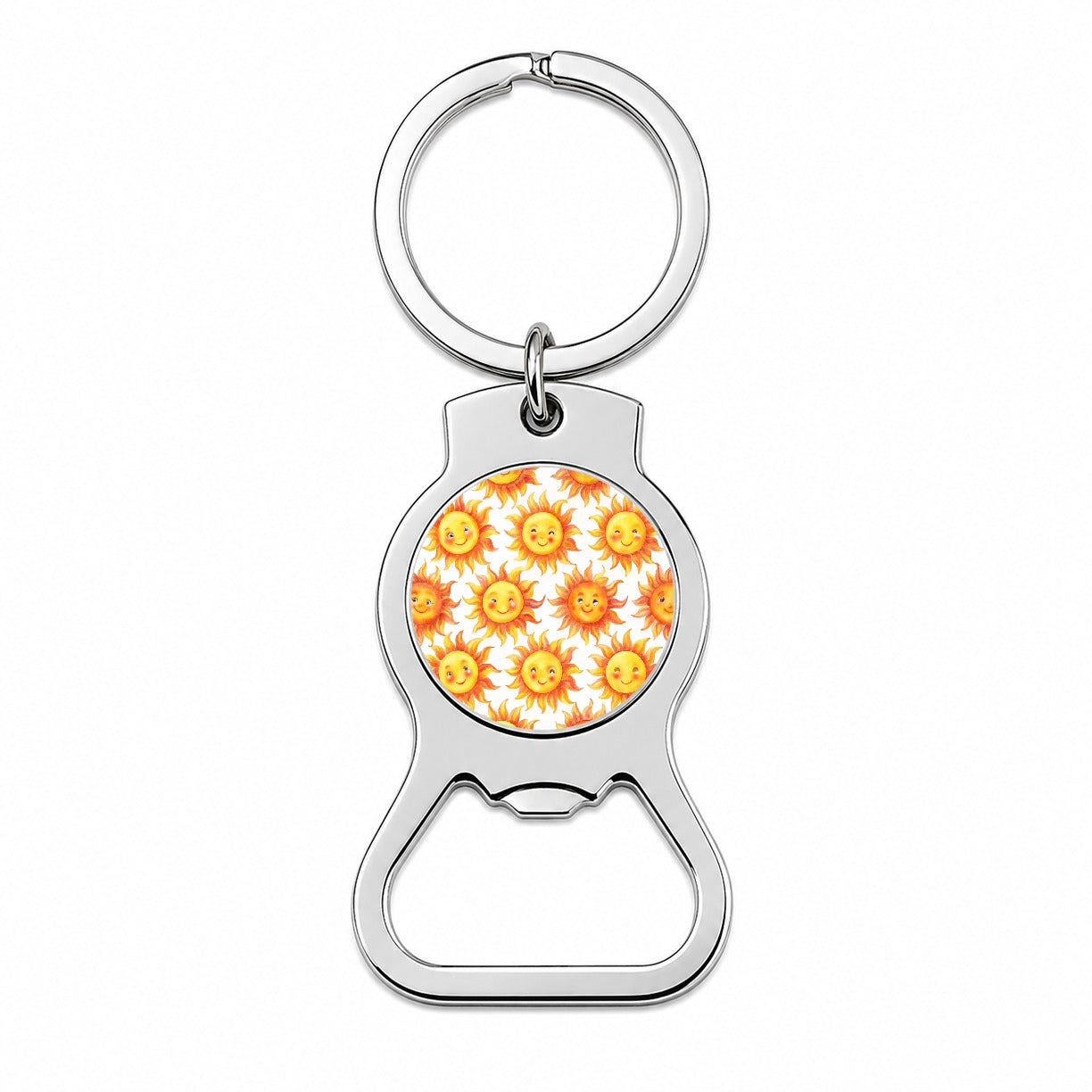 Smiling Suns Watercolor Bottle Opener Keychain