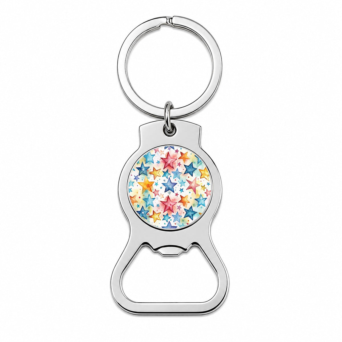 Stars Colorful Watercolor Bottle Opener Keychain