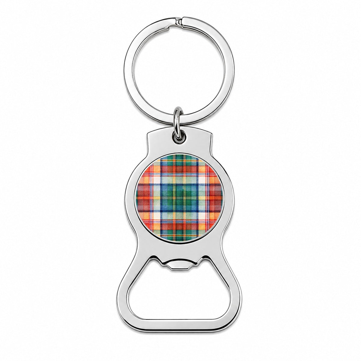 Tartan Plaid Watercolor Bottle Opener Keychain