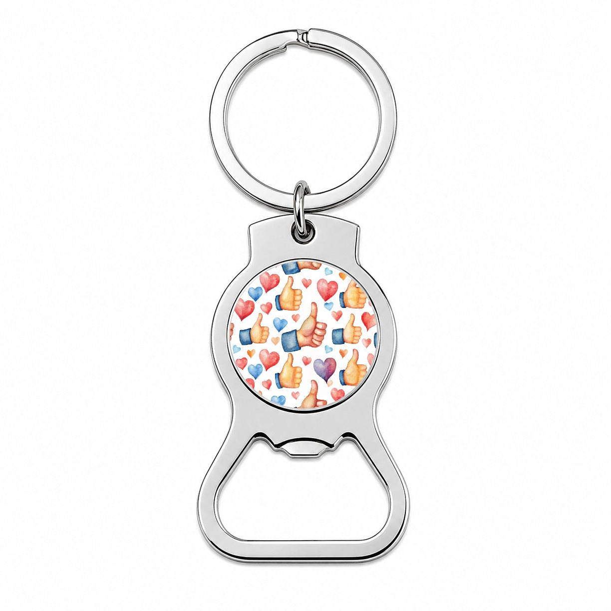 Thumbs Up Hearts Watercolor Bottle Opener Keychain