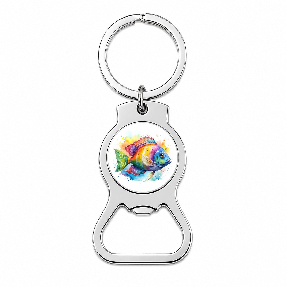 Tropical Fish Watercolor Design Bottle Opener Keychain