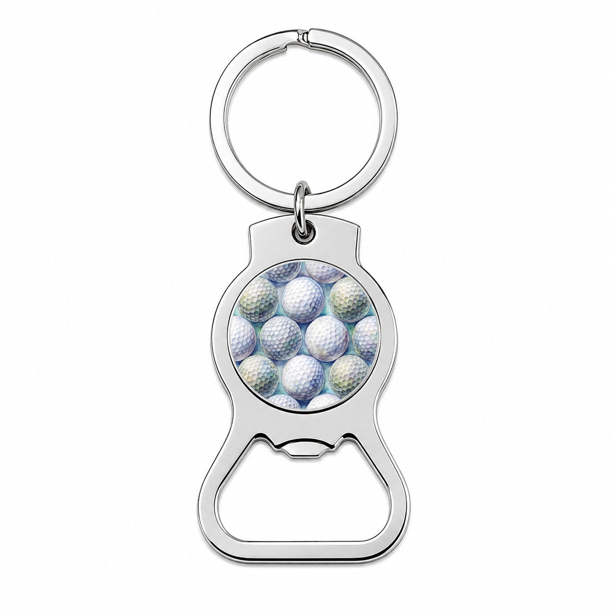 White Golf Balls Watercolor Bottle Opener Keychain