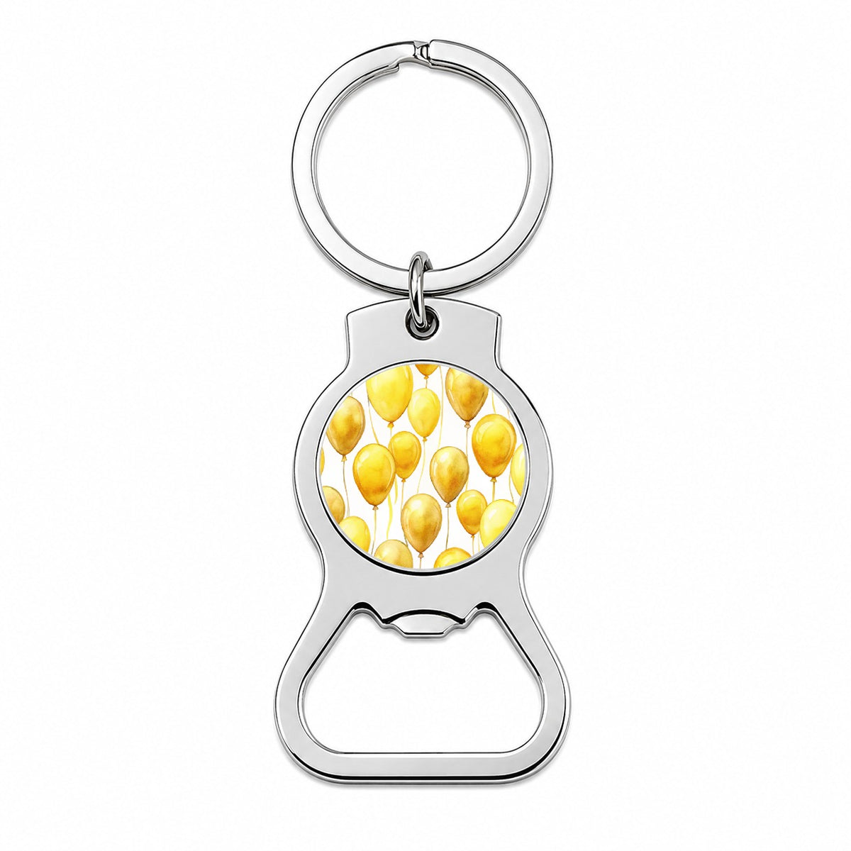 Yellow Balloons Watercolor Bottle Opener Keychain