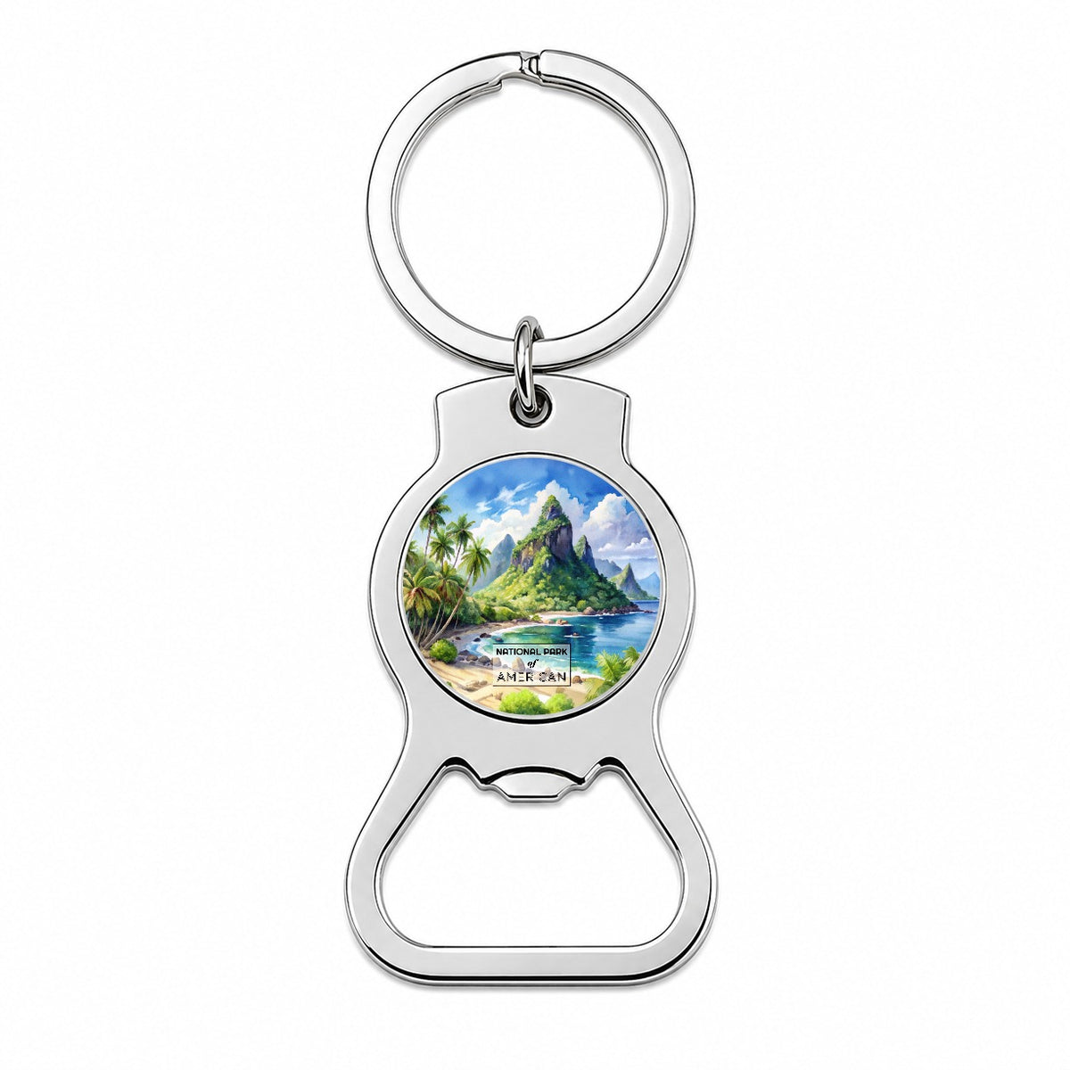 American Samoa National Park Watercolor Bottle Opener Keychain