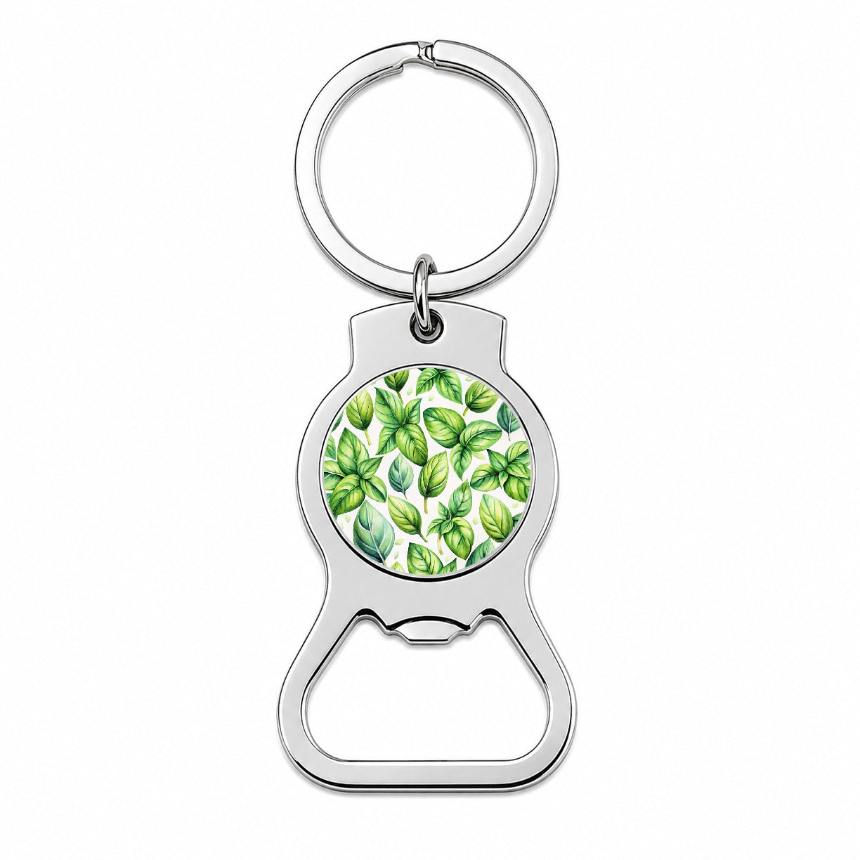 Basil Herbs Watercolor Bottle Opener Keychain