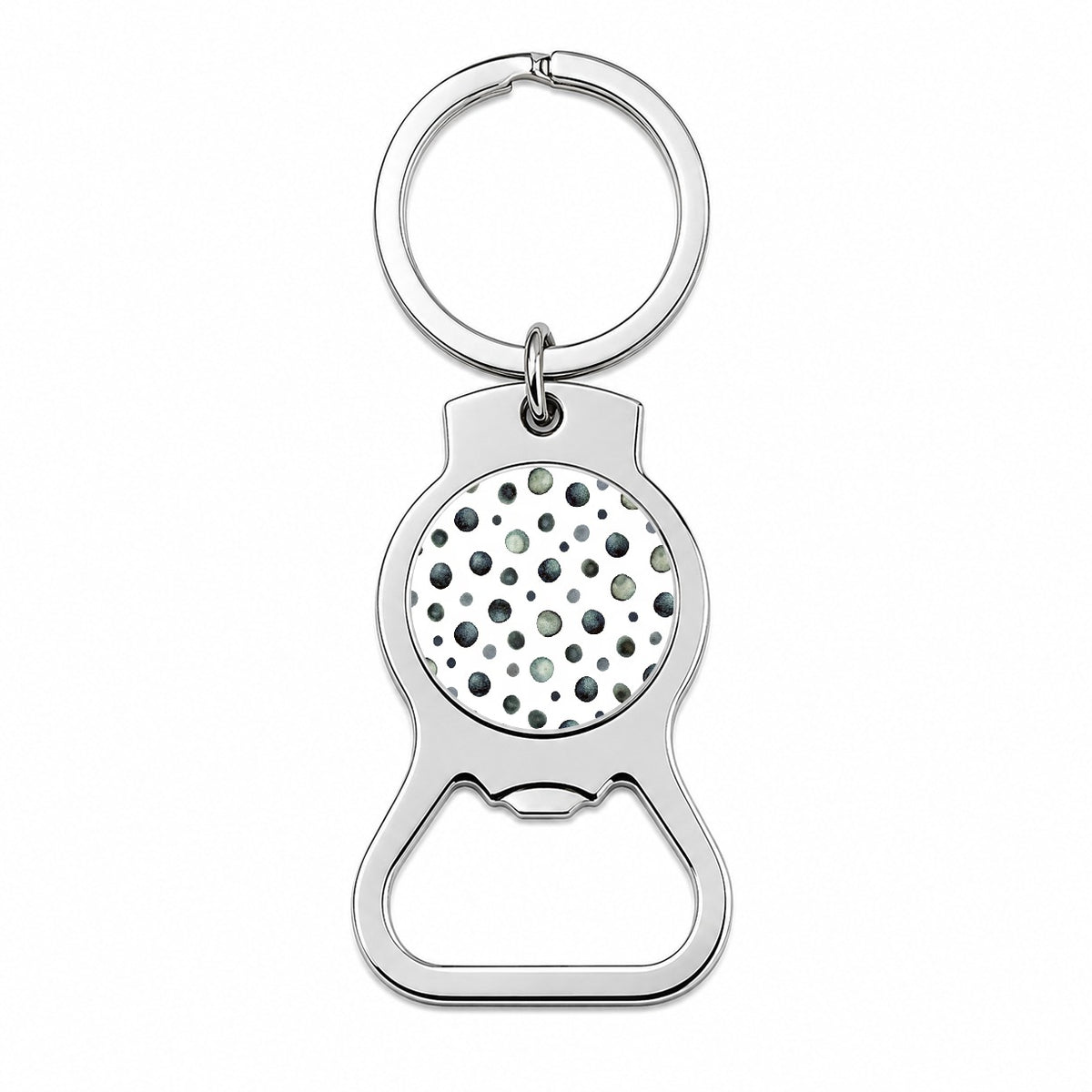 Black Polka Dots Fun White Background Bottle Opener Keychain