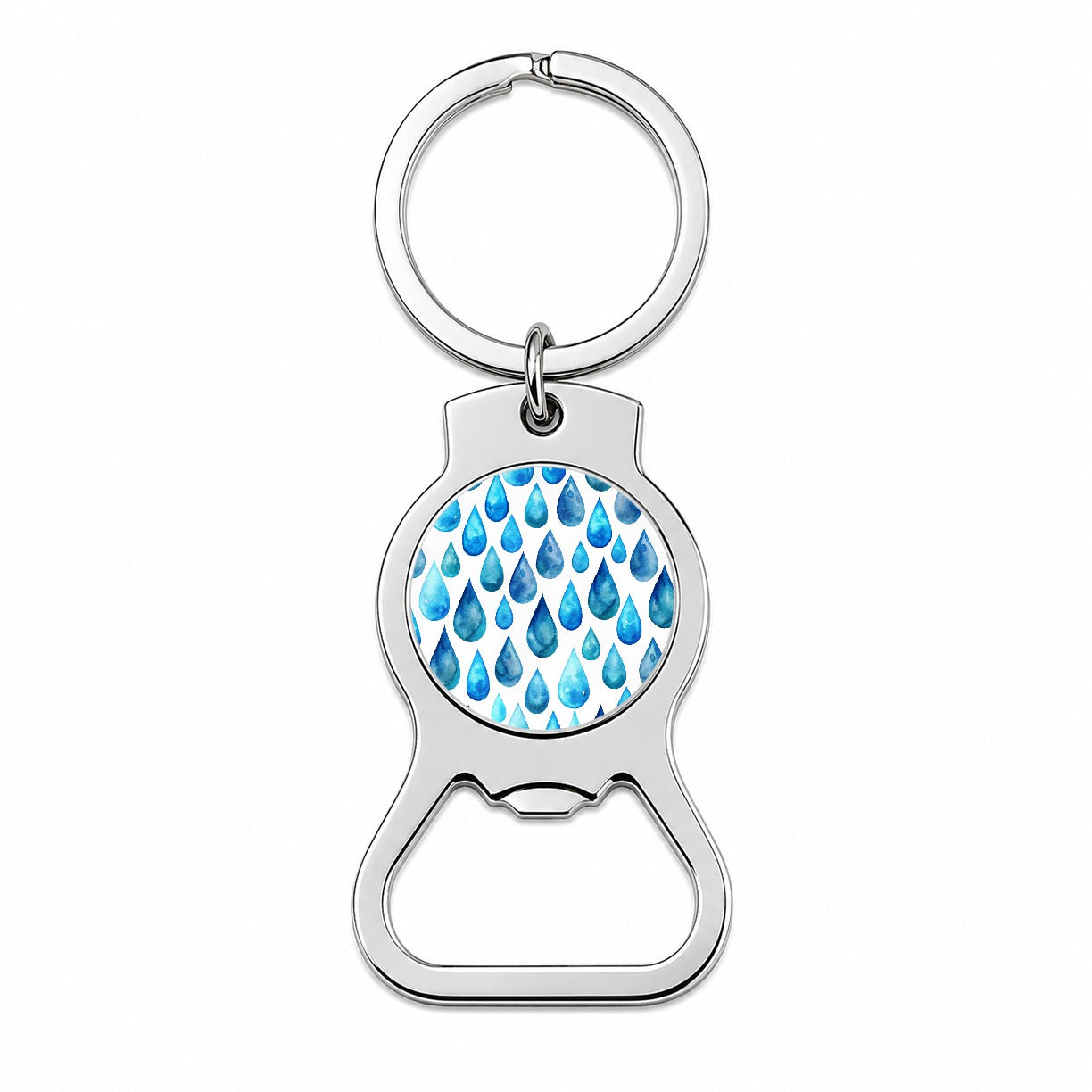 Blue Water Droplets Repeating Bottle Opener Keychain