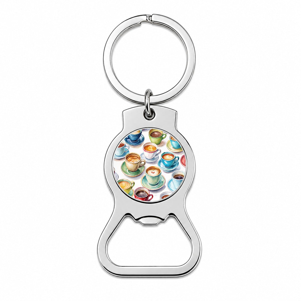 Bunch Of Coffee Cups Bottle Opener Keychain