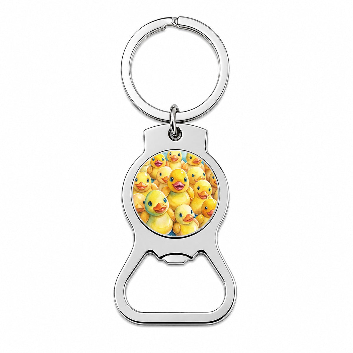Bunch Of Cute Overlapping Rubber Ducks Bottle Opener Keychain