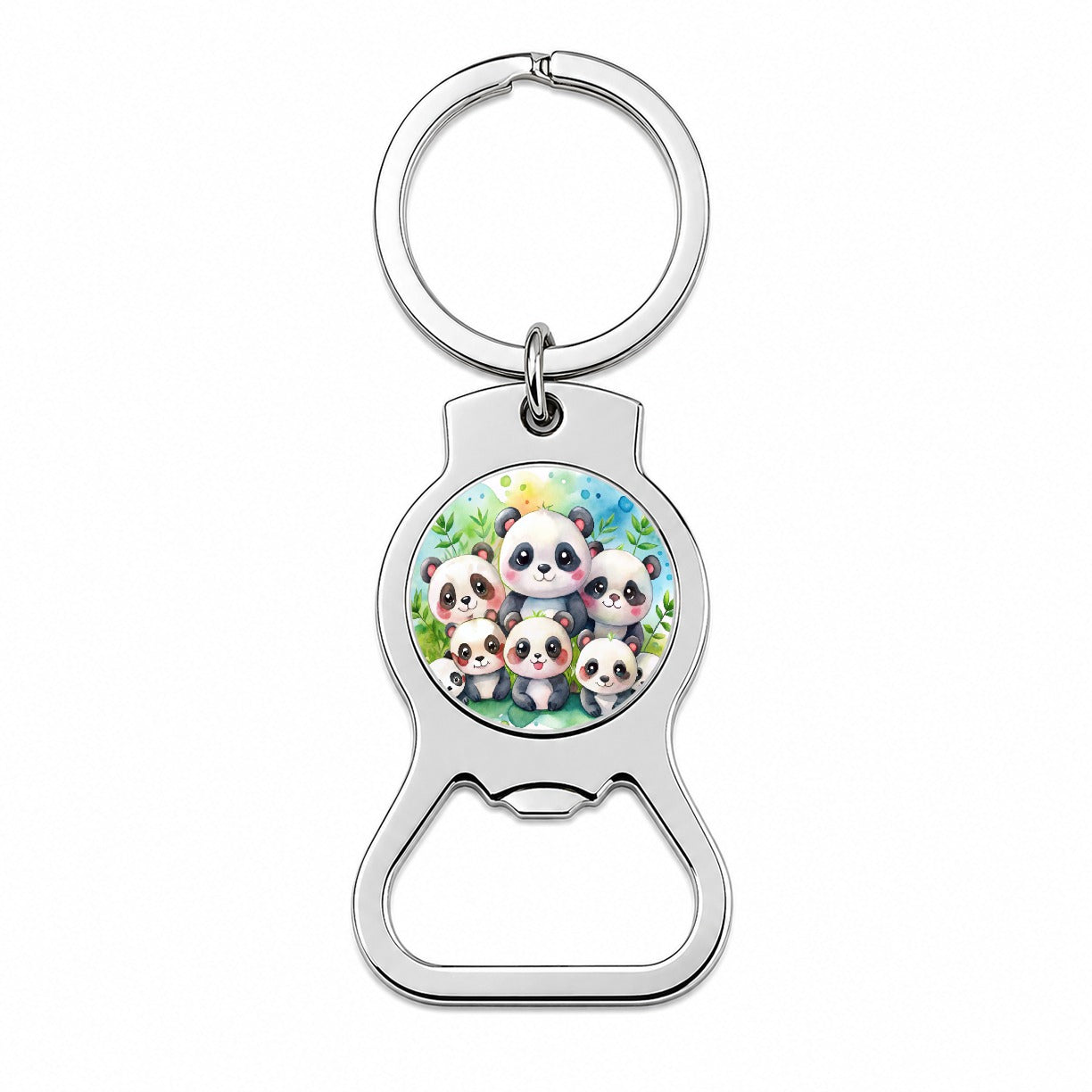 Bunch Of Cute Pandas Watercolor Bottle Opener Keychain