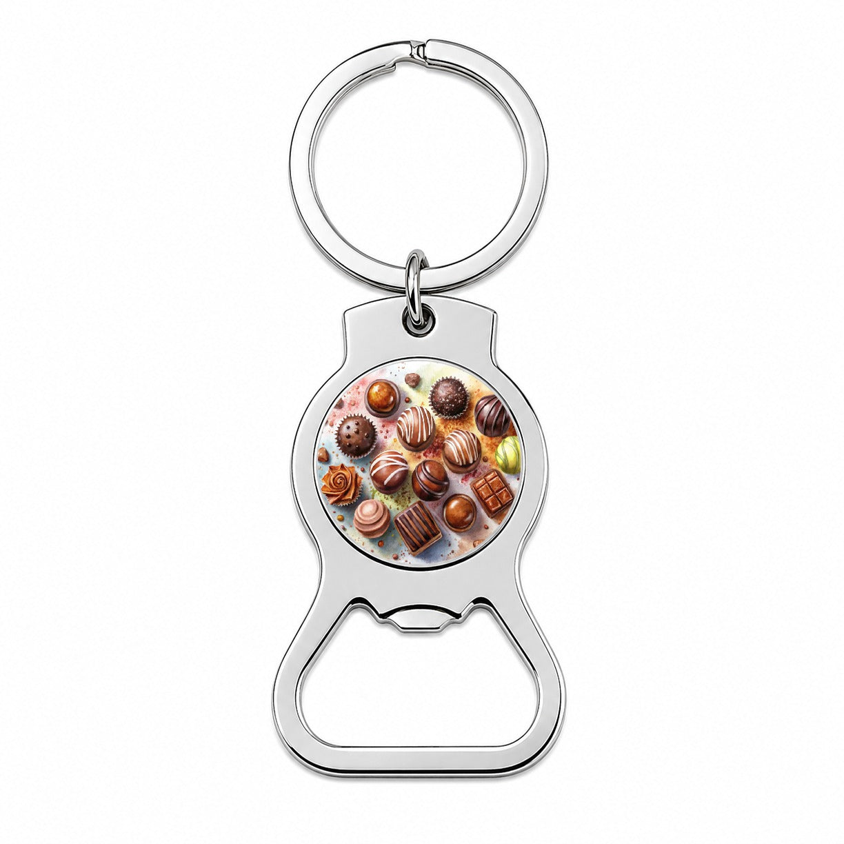 Chocolates Dark Milk Candy Watercolor Bottle Opener Keychain