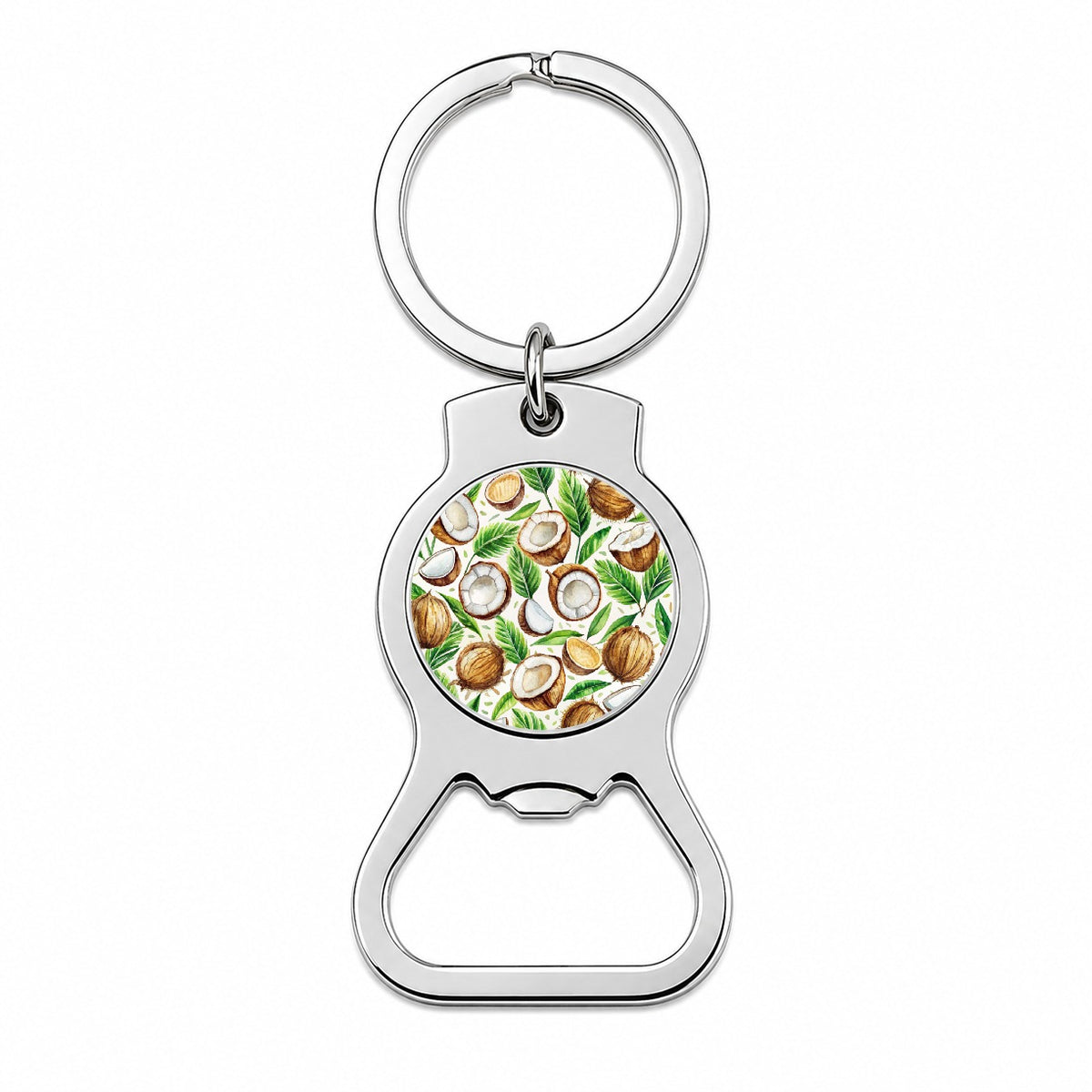Coconut Pattern Watercolor Bottle Opener Keychain