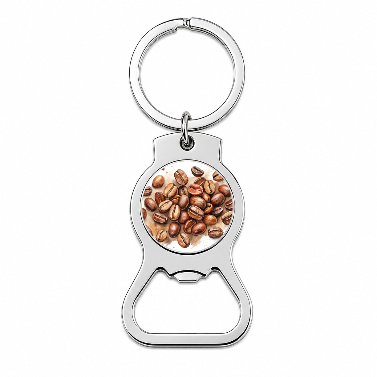 Coffee Beans Watercolor Bottle Opener Keychain