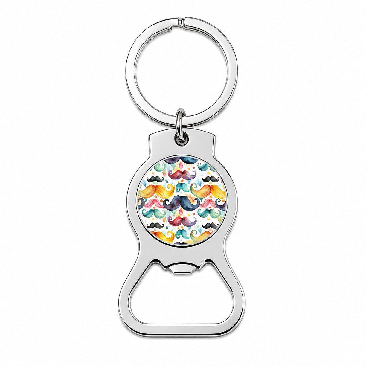 Colorful Mustaches Watercolor Bottle Opener Keychain