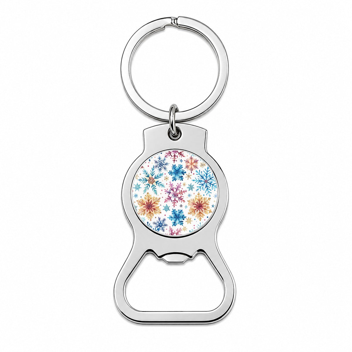Colorful Snowflakes Winter Bottle Opener Keychain