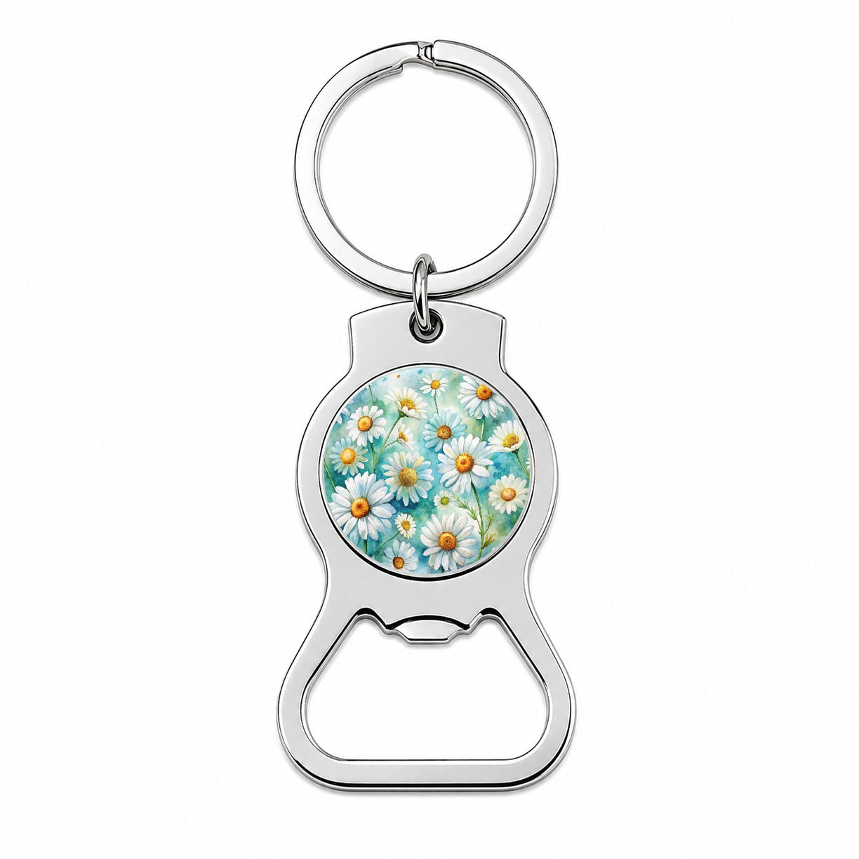 Daisies Daisy Flowers Watercolor Bottle Opener Keychain
