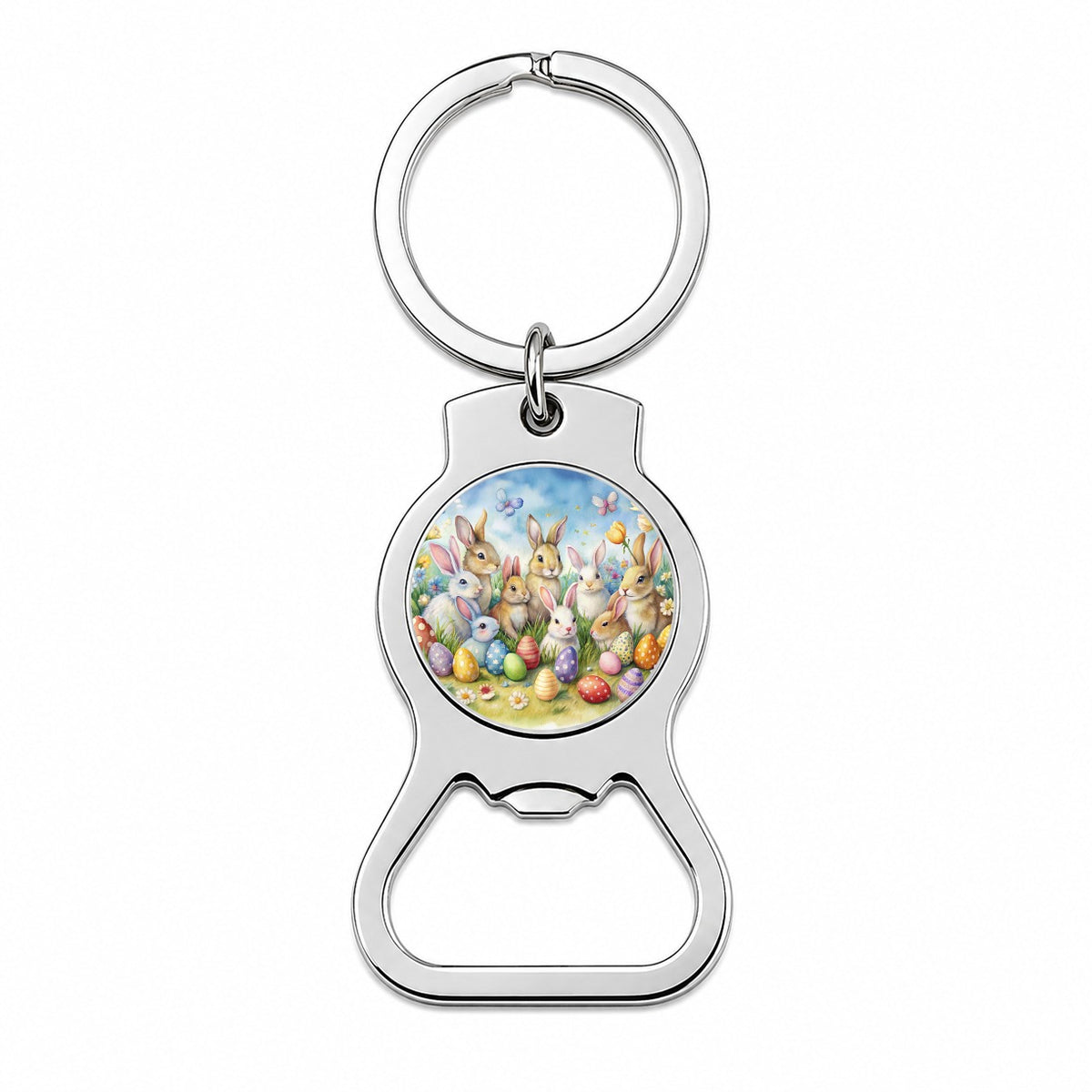 Easter Bunnies Watercolor Bottle Opener Keychain