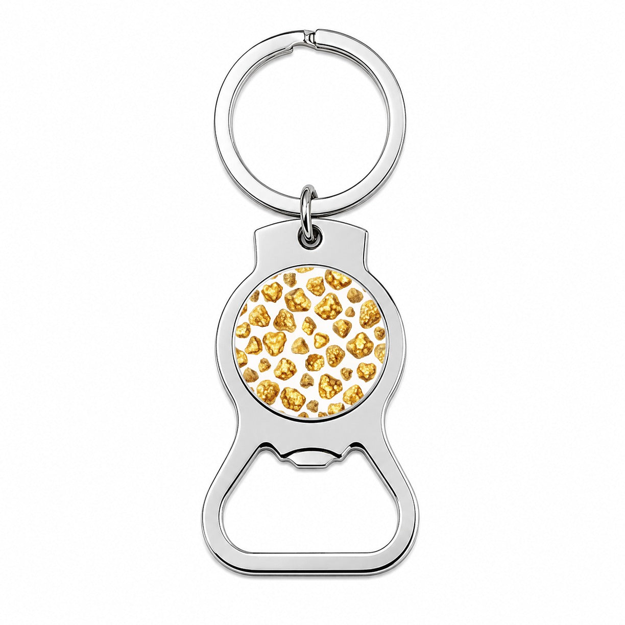 Gold Nuggets Pattern Watercolor Bottle Opener Keychain