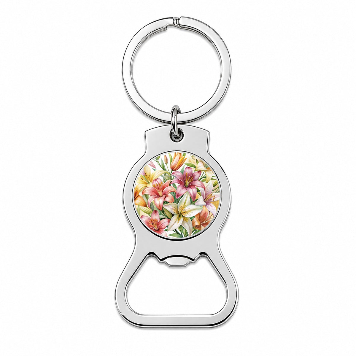 Lilies Lily Flower Watercolor Bottle Opener Keychain