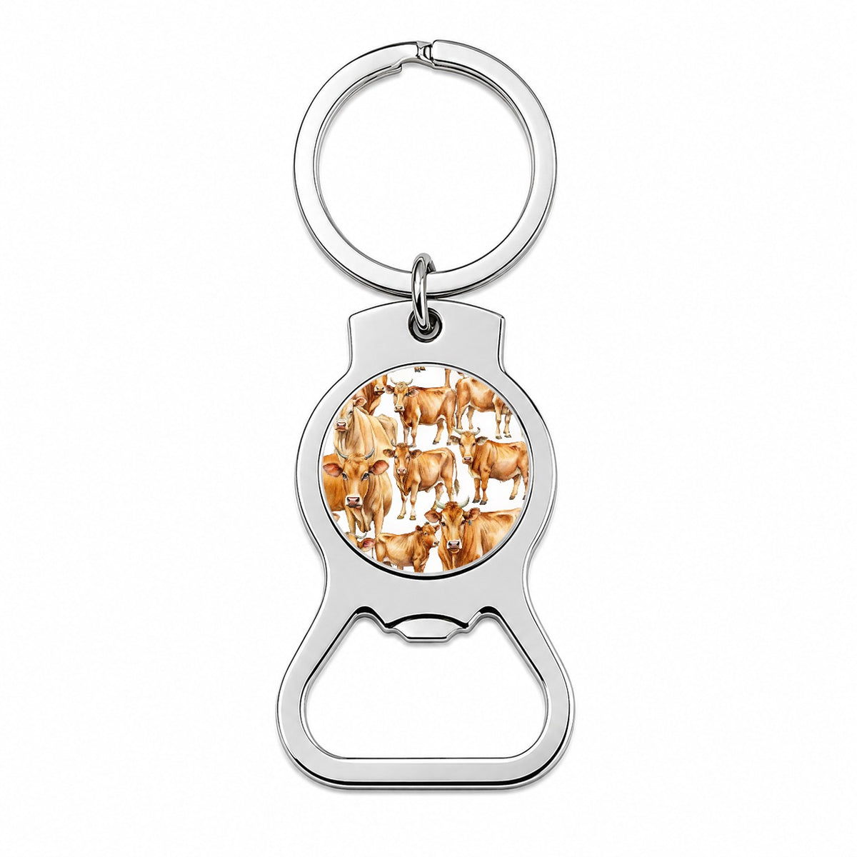 Lots Of Brown Cows Bottle Opener Keychain