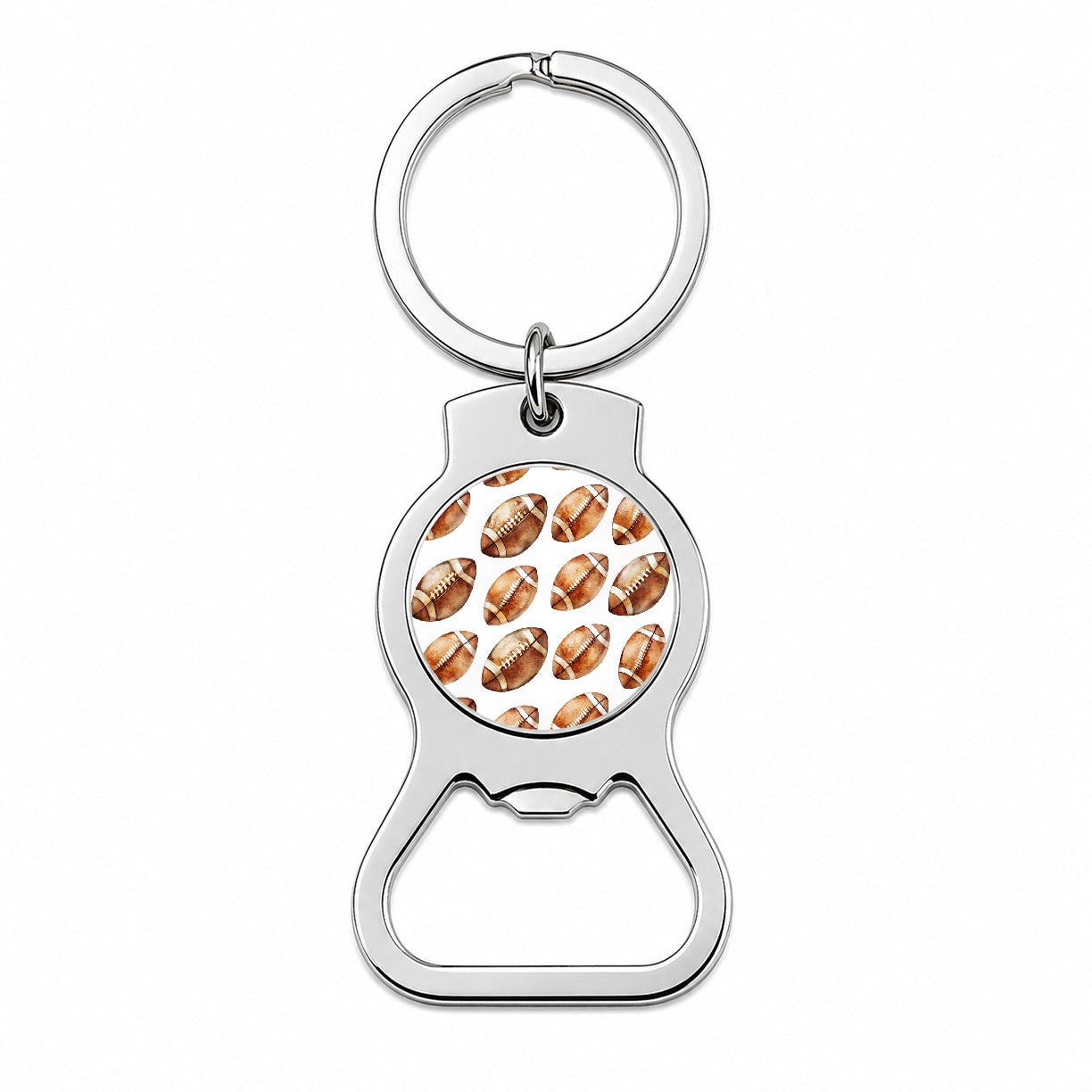 Lots Of Brown Footballs Bottle Opener Keychain