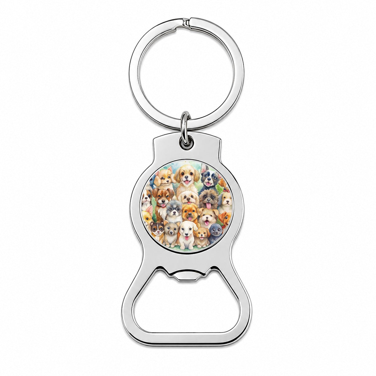 Lots Of Cute Dogs Watercolor Bottle Opener Keychain