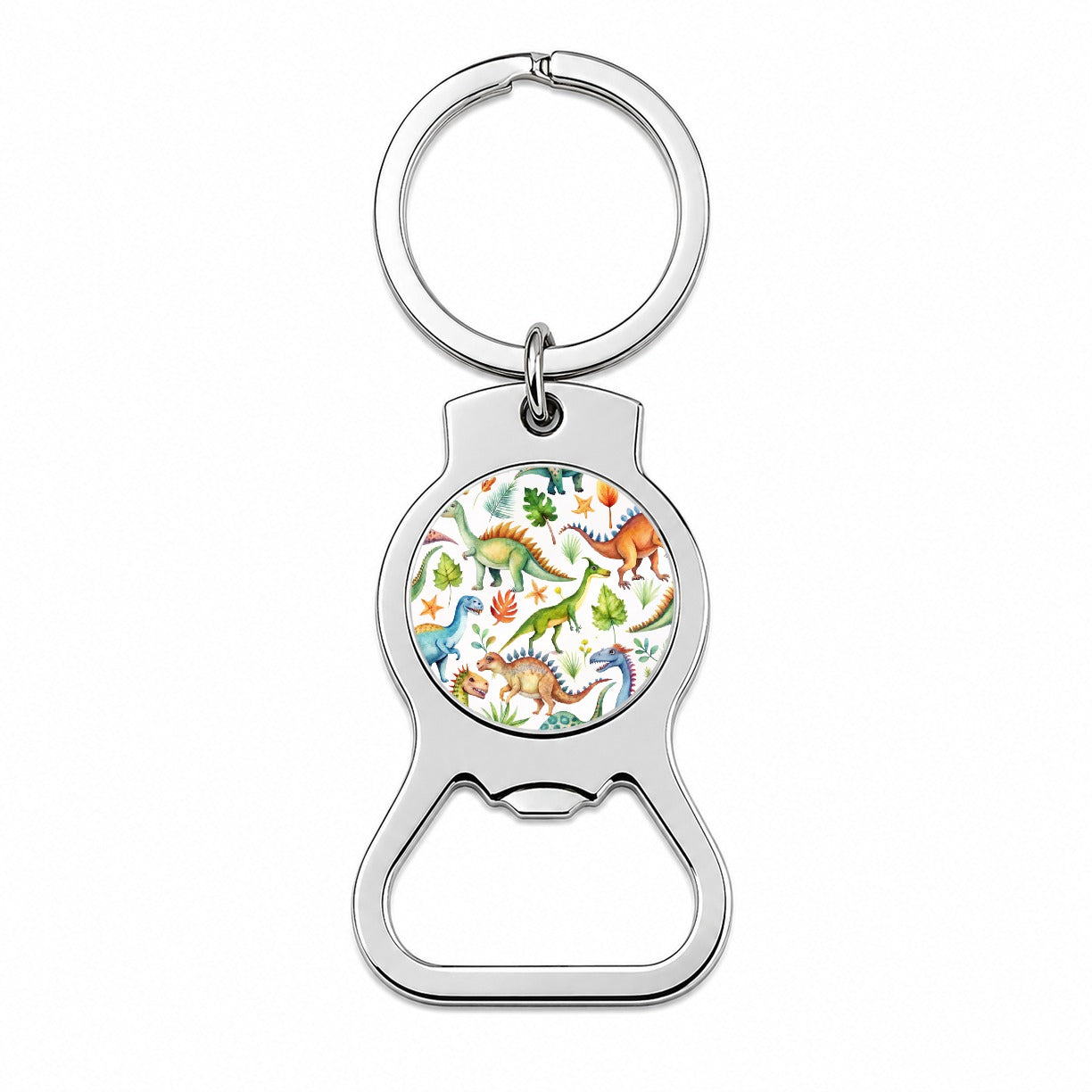 Lots Of Dinosaurs Watercolor Bottle Opener Keychain