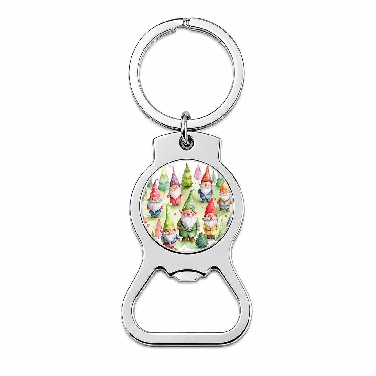 Lots Of Gnomes Watercolor Bottle Opener Keychain