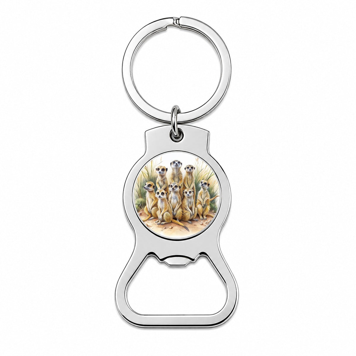 Lots Of Meerkats Watercolor Bottle Opener Keychain