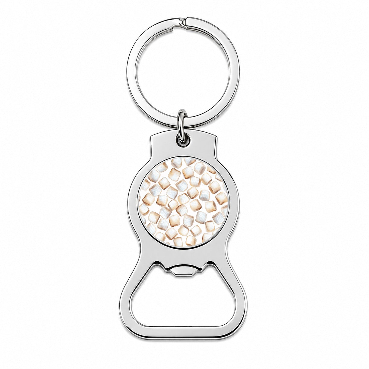 Lots Of White Marshmallows Bottle Opener Keychain