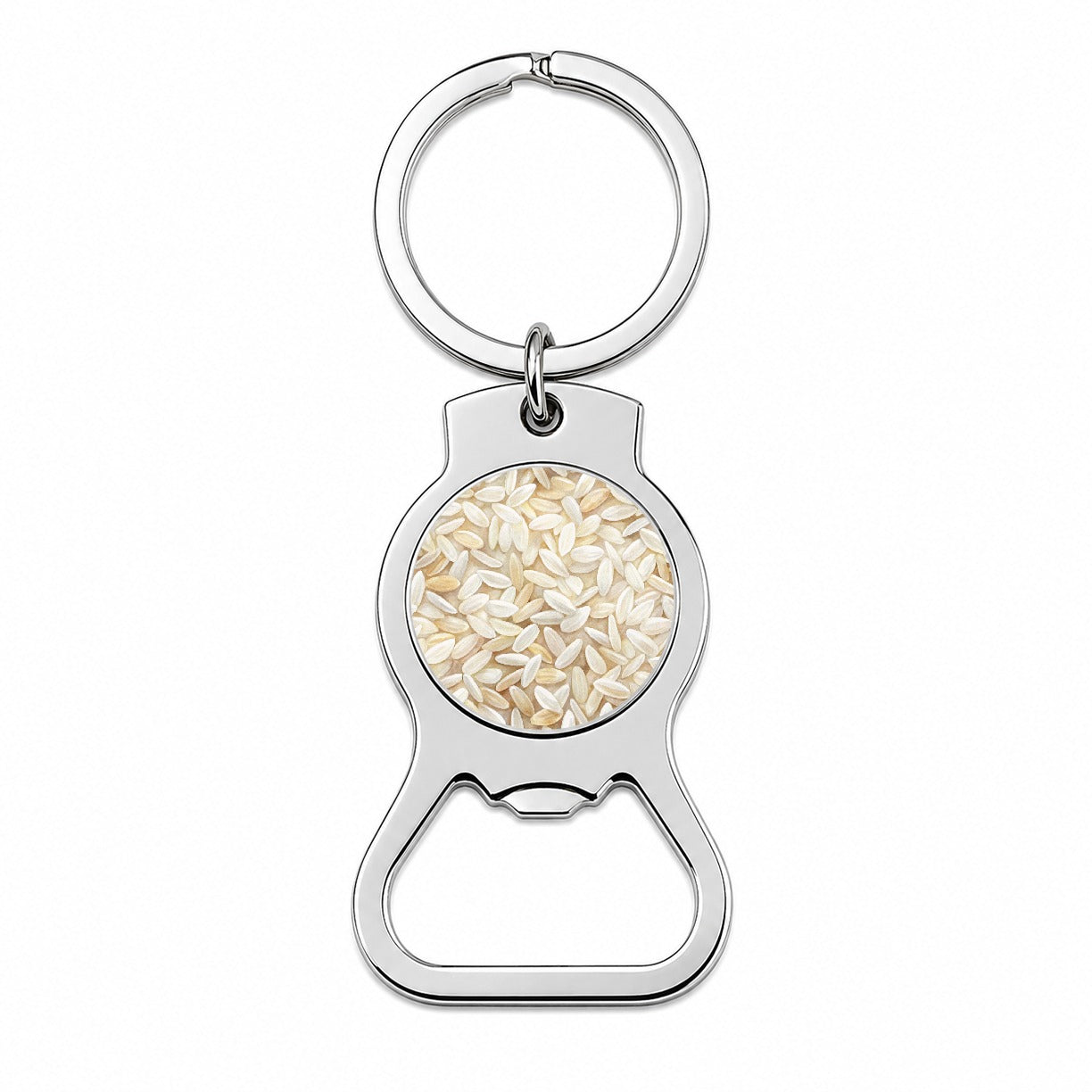 Lots Of White Rice Bottle Opener Keychain