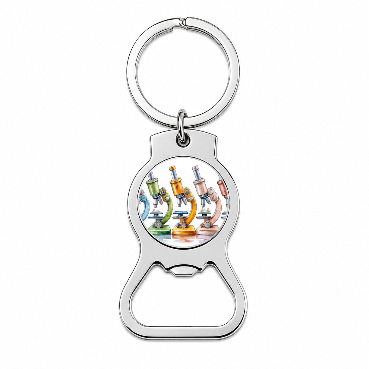 Microscopes In A Row Science Scientist Lab Anatomy Teacher Bottle Opener Keychain