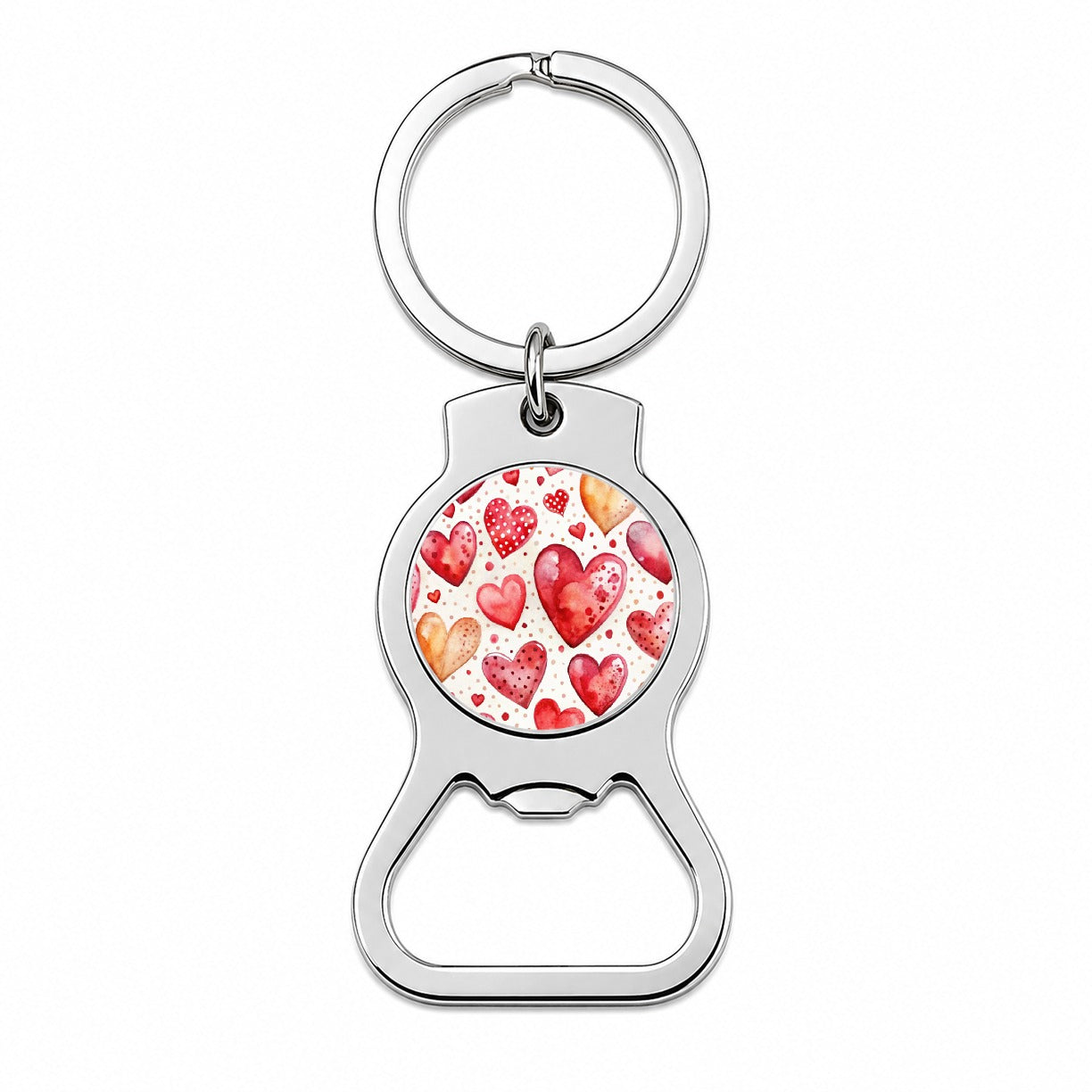 Red Hearts Polka Dots Love Valentine's Day Anniversary Bottle Opener Keychain