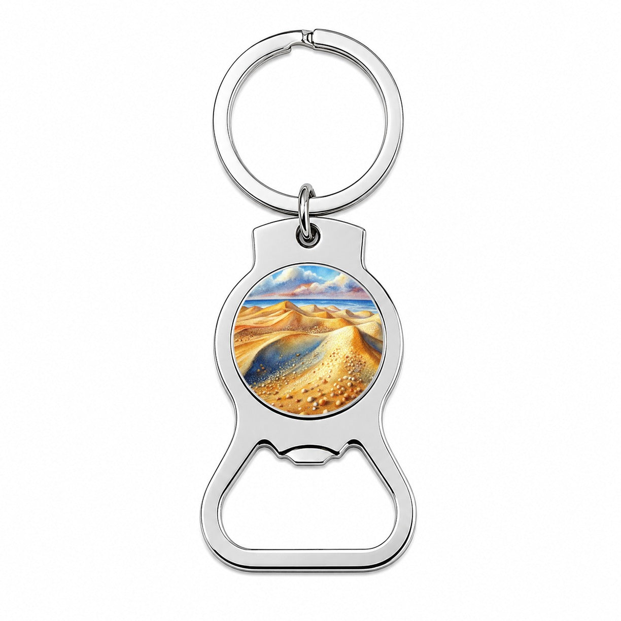 Sandy Desert Mountains Watercolor Bottle Opener Keychain