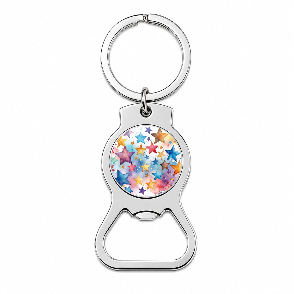 Stars Watercolor Bottle Opener Keychain