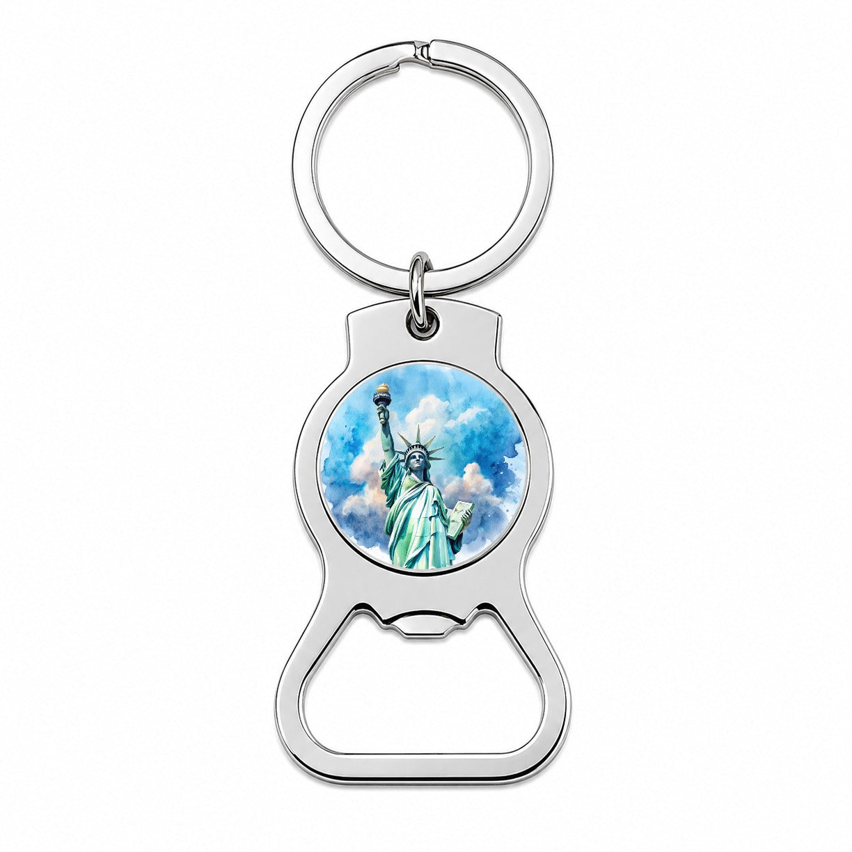 Statue Of Liberty Travel New York Watercolor Bottle Opener Keychain