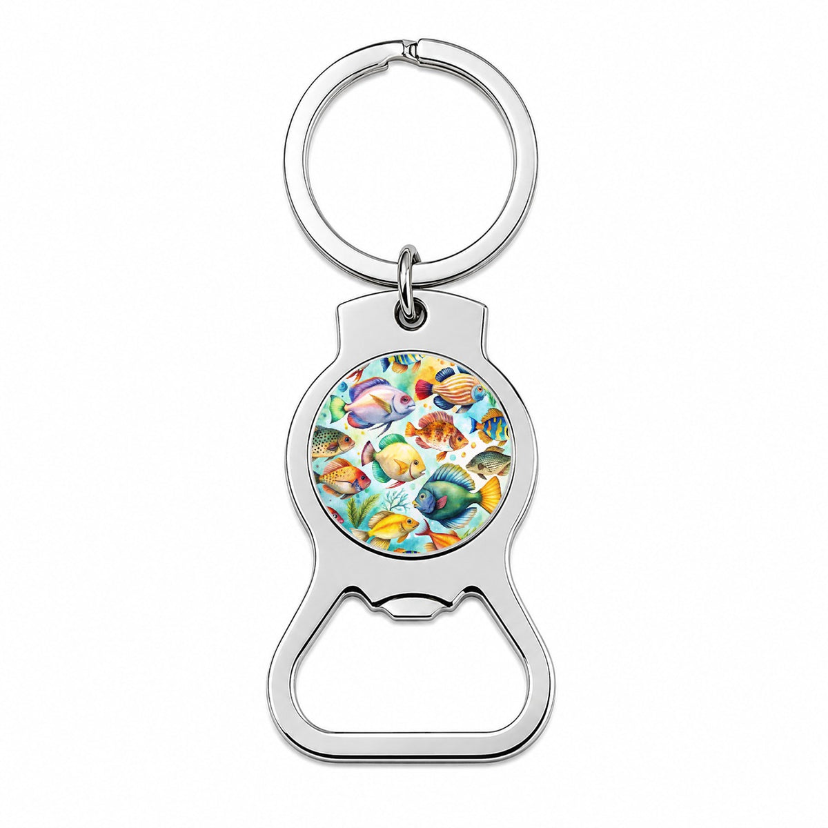 Tropical Fish Watercolor Bottle Opener Keychain