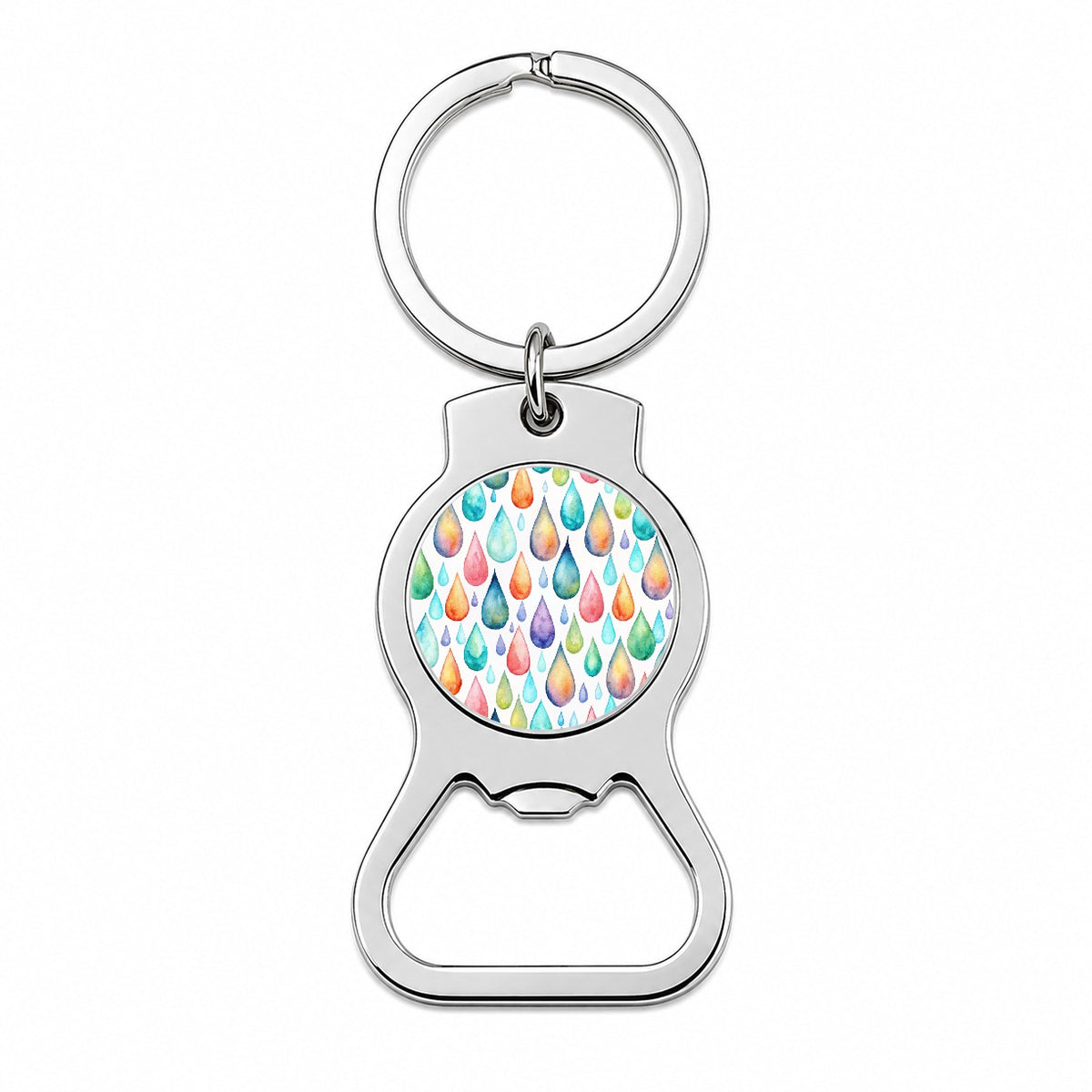 Water Droplets Colorful Watercolor Bottle Opener Keychain