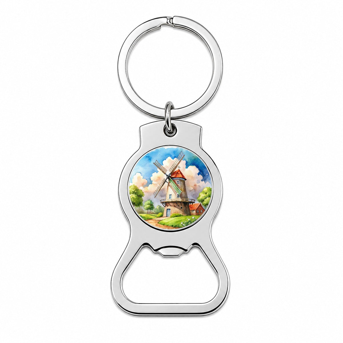 Windmill Beautiful Watercolor Bottle Opener Keychain