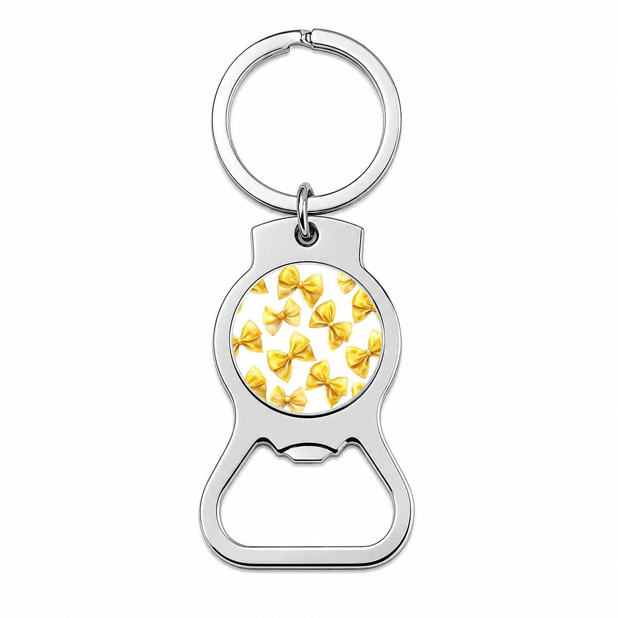 Yellow Coquette Bows Watercolor Bottle Opener Keychain