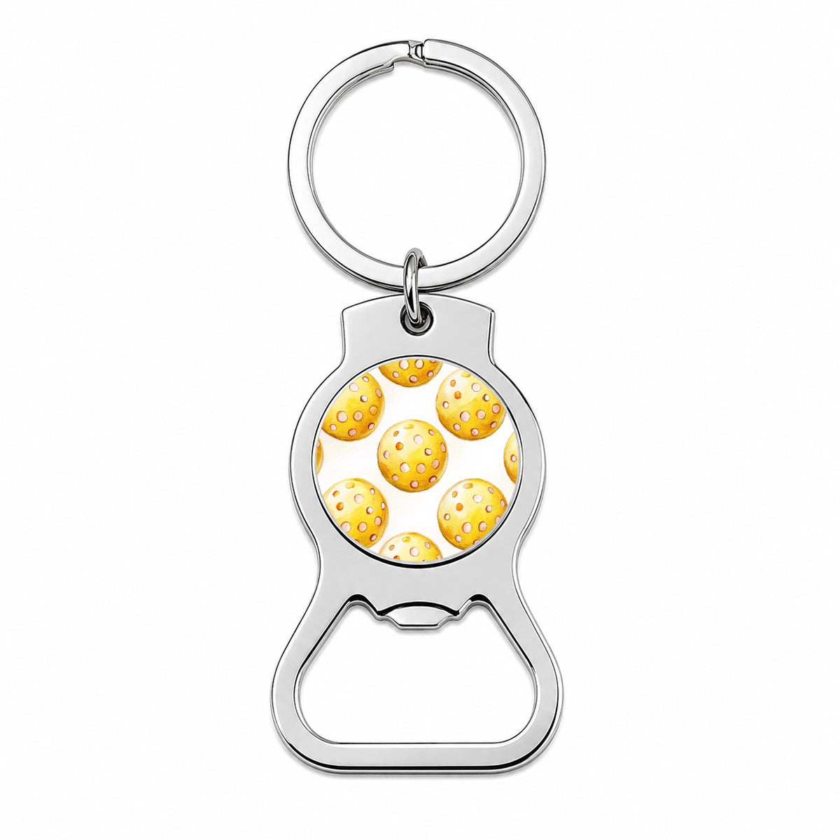 Yellow Pickleballs Bottle Opener Keychain