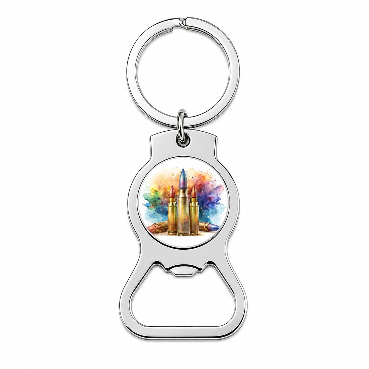 Bullets Watercolor Bottle Opener Keychain