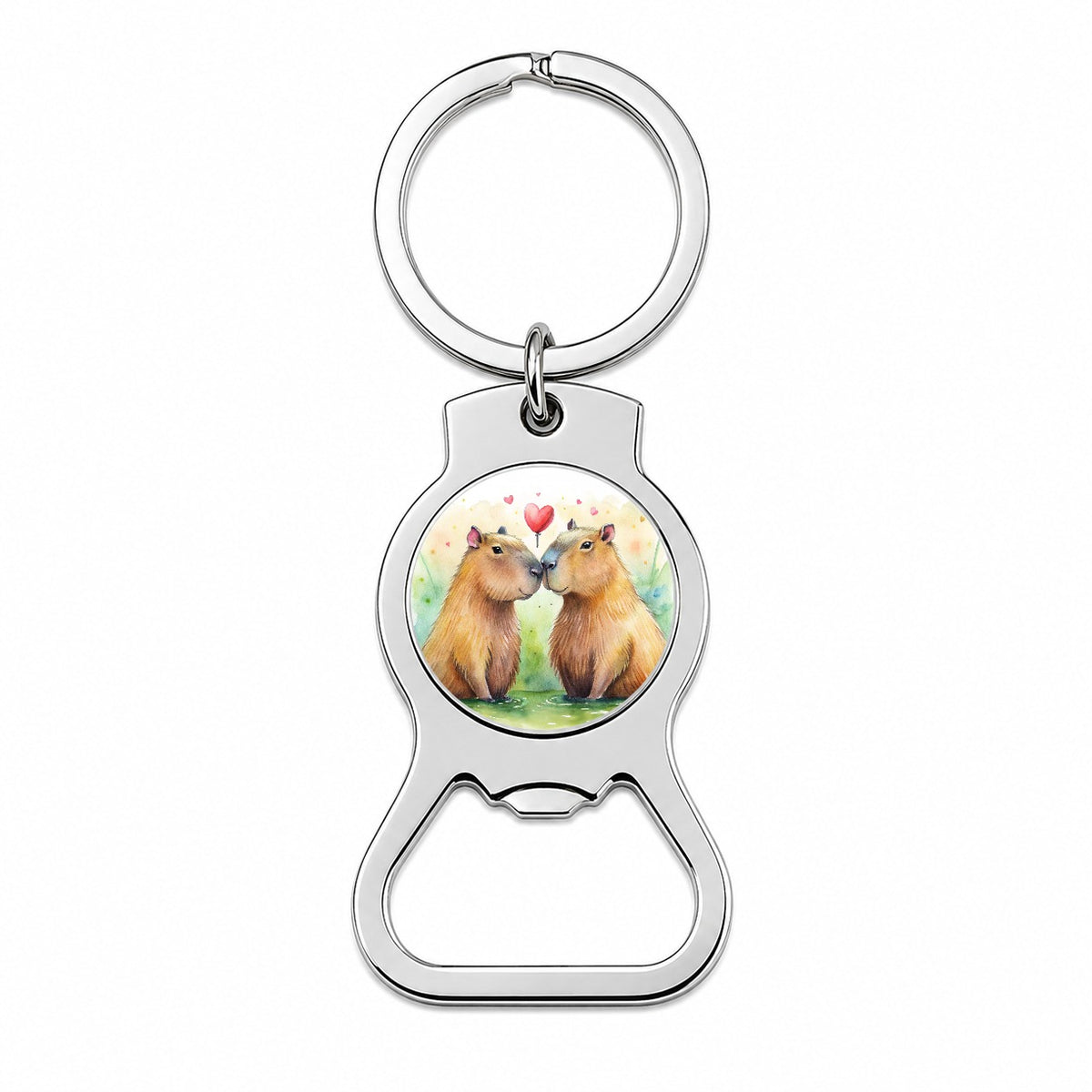 Capybaras In Love Valentine's Day Bottle Opener Keychain