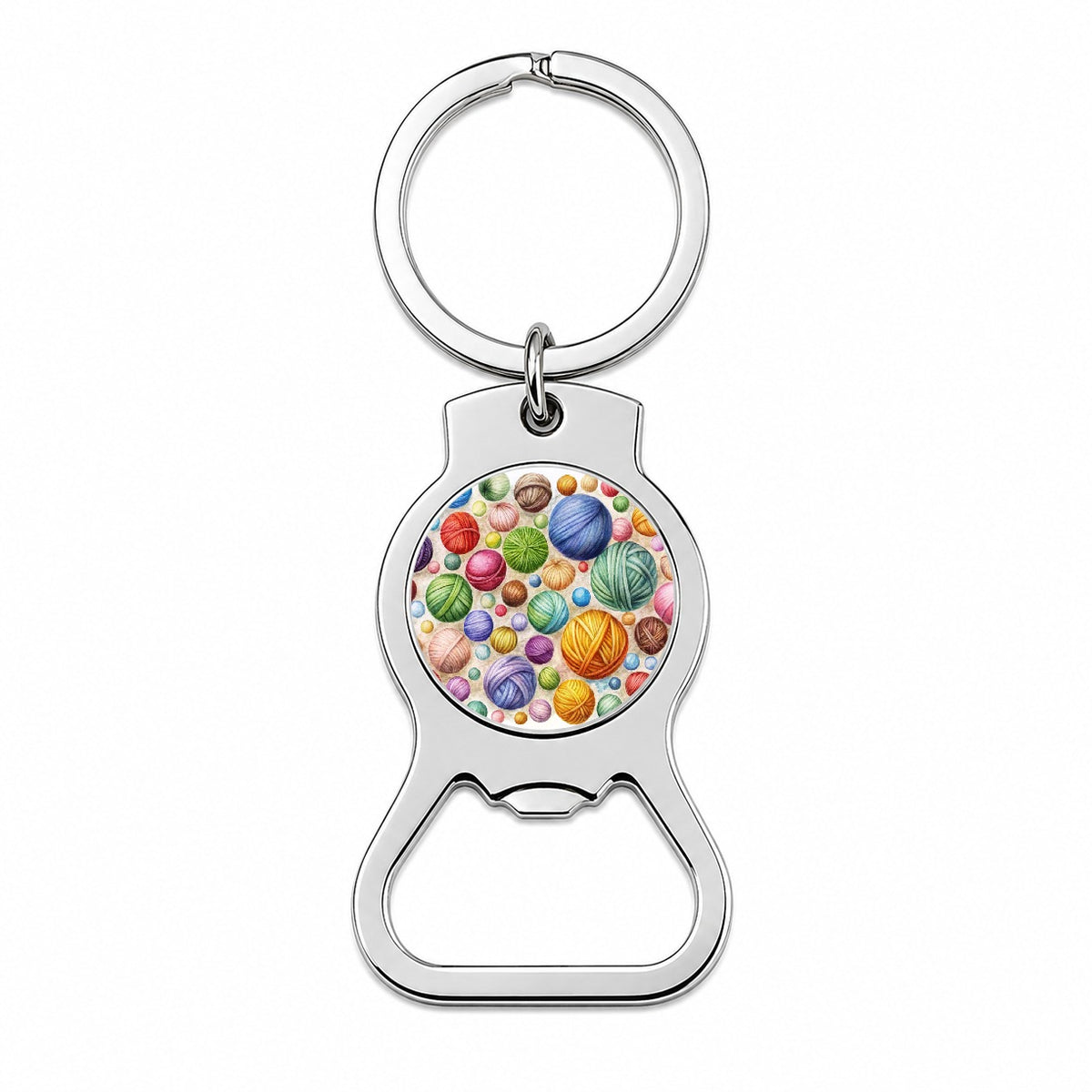 Crocheting Knitting Colorful Yarn Balls Bottle Opener Keychain