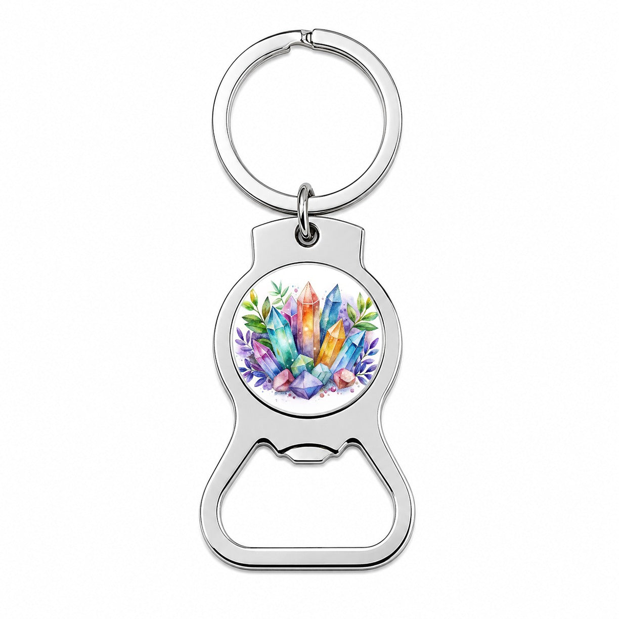 Crystal Geodes Mystical Healing Protection Watercolor Bottle Opener Keychain