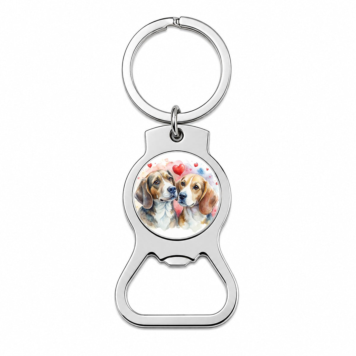 Dogs In Love Valentine's Day Beagles Bottle Opener Keychain