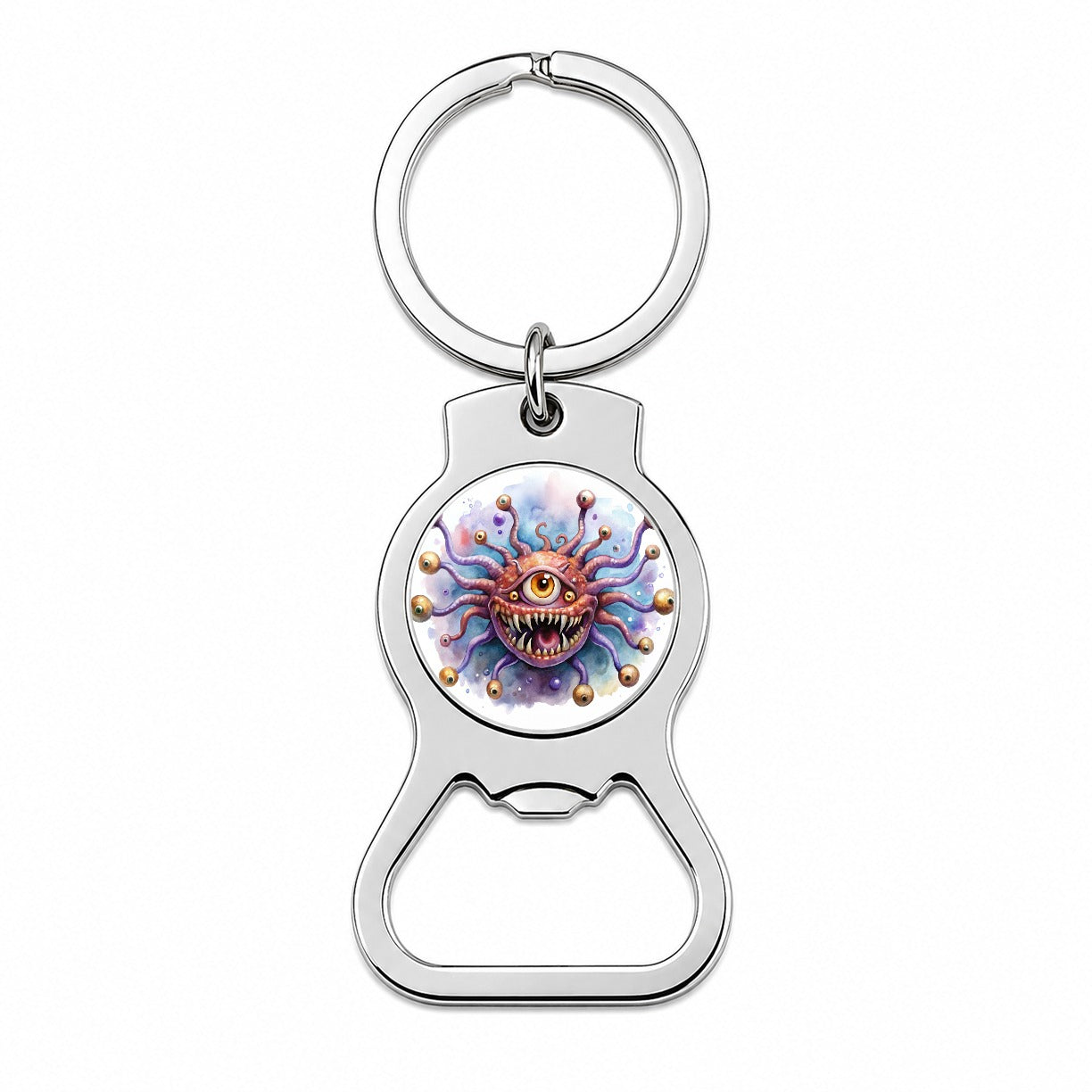 Fantasy Creature Monster Beholder Watercolor Bottle Opener Keychain