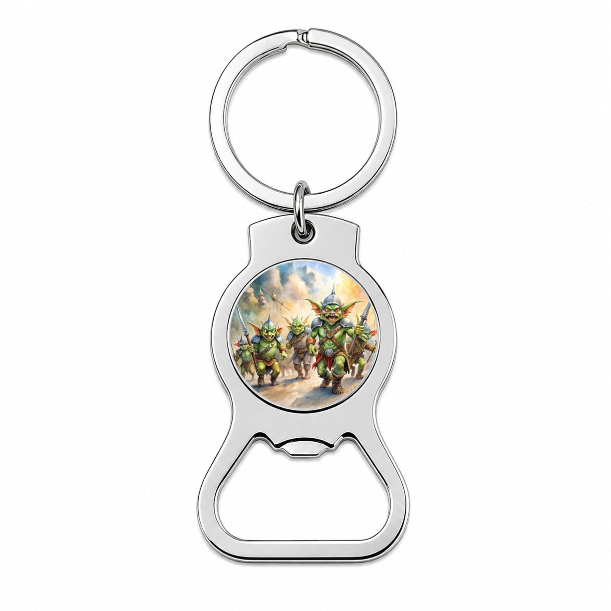 Fantasy Goblins Monsters Going To War Watercolor Bottle Opener Keychain