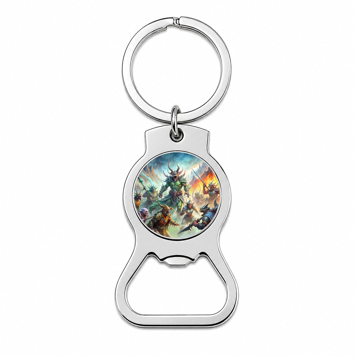 Fantasy Monsters In Battle Watercolor Bottle Opener Keychain