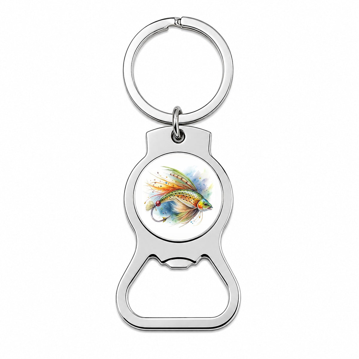 Fishing Lure Flies Watercolor Bottle Opener Keychain
